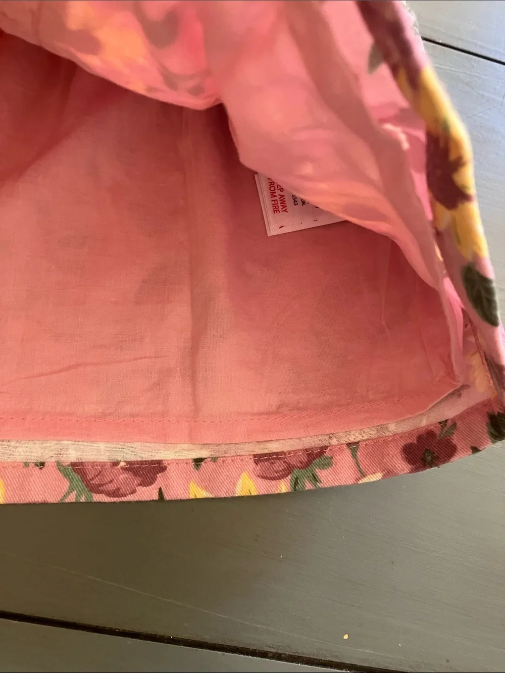 Girls Size 3-4/EU 104 Cotton Pink+Yellow Floral Button Embellished Skirt NWOT